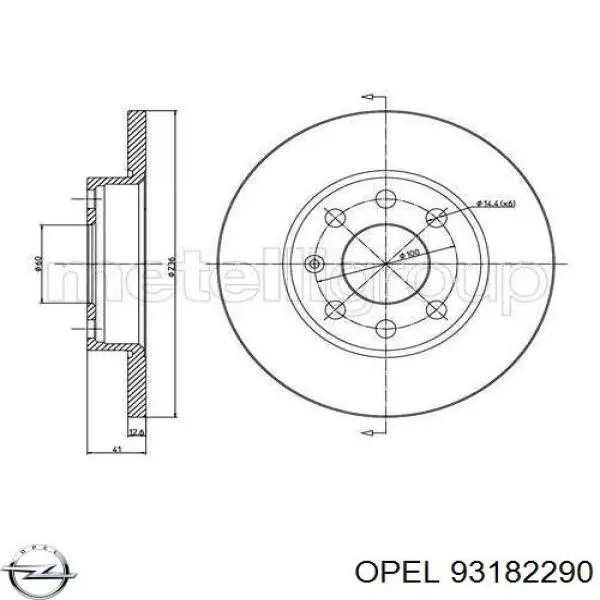 Диск гальмівний передній Opel 93182290