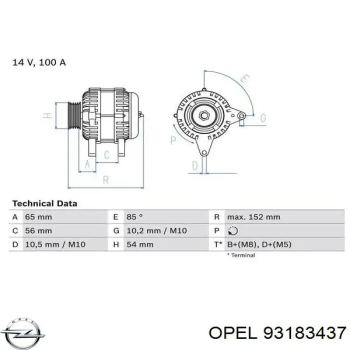 Купити 93183437 Opel Генератор