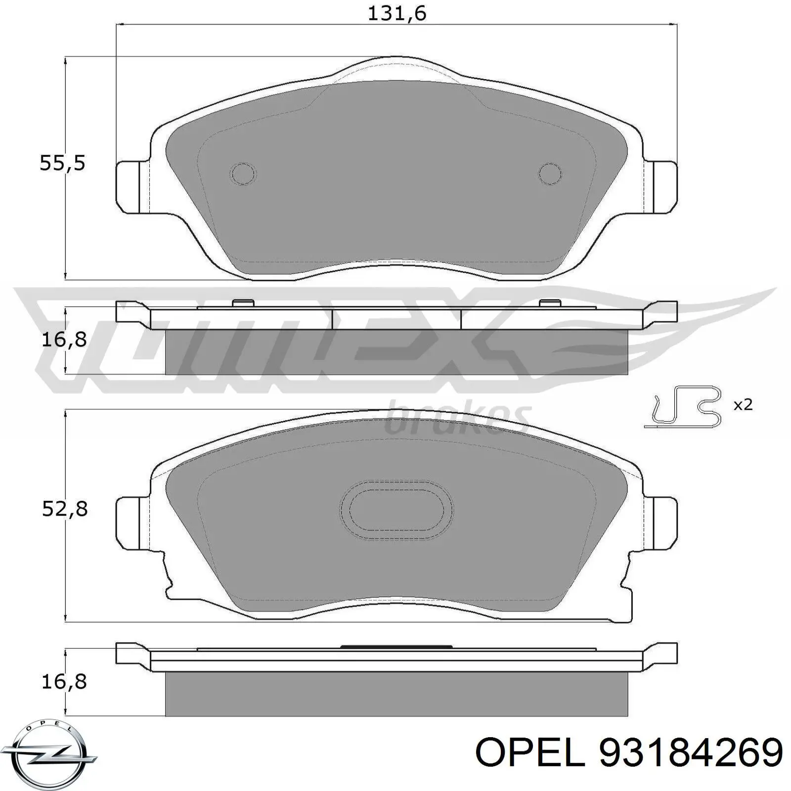 93184269 Opel колодки гальмівні передні, дискові