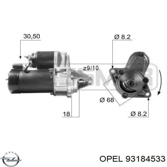 Стартер Opel 93184533 ціна, від 63.34 USD