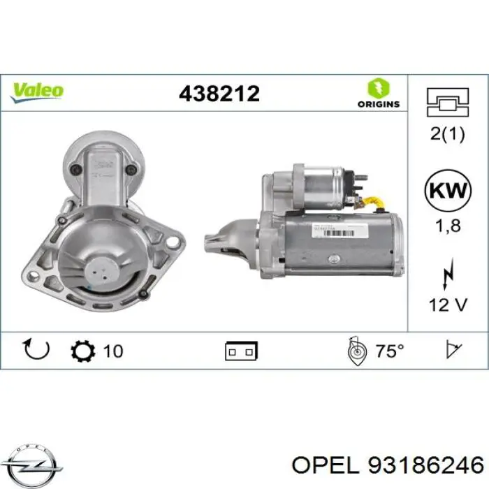 93186246 Opel Стартер двигуна