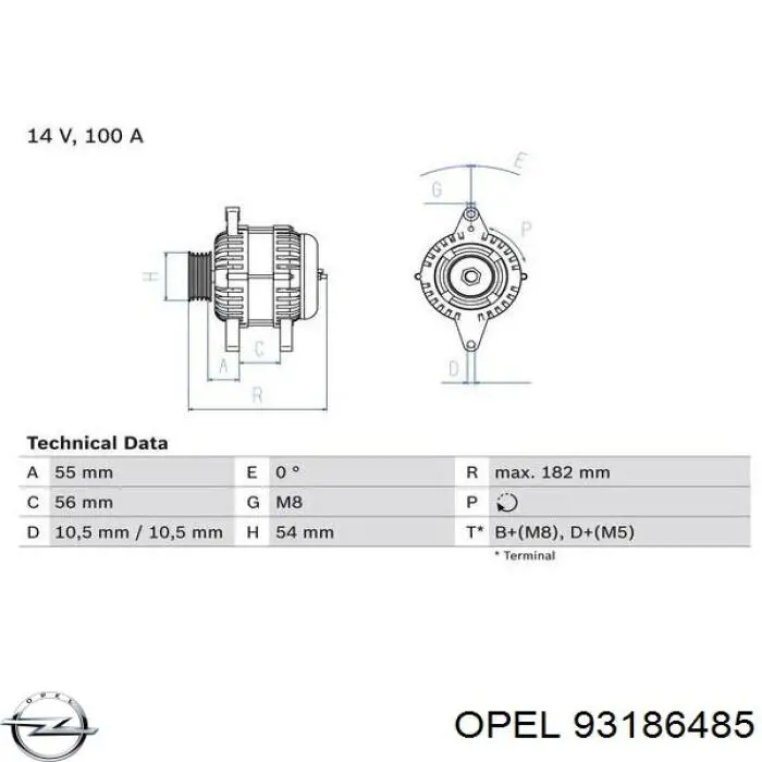93186485 Opel Авто генератор