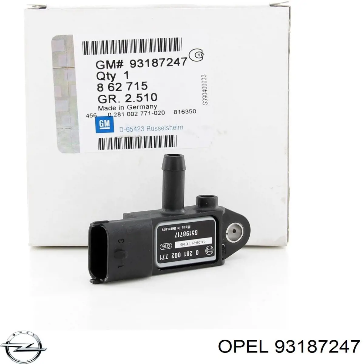Датчик тиску вихлопних газів Opel 93187247 ціна, від 12.67 USD