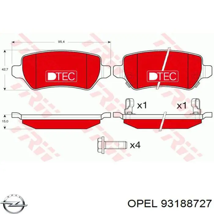 Купити 93188727 Opel Задні колодки
