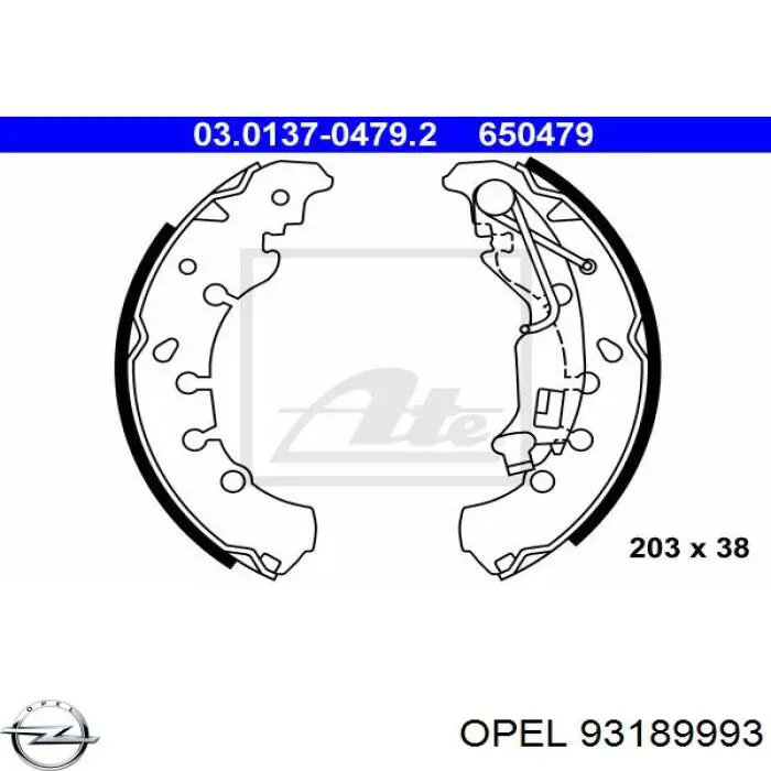 93189993 Opel колодки гальмові задні, барабанні