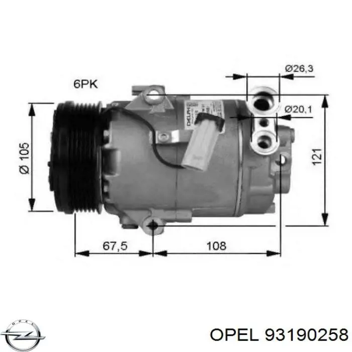 Компресор кондиціонера 93190258 Opel