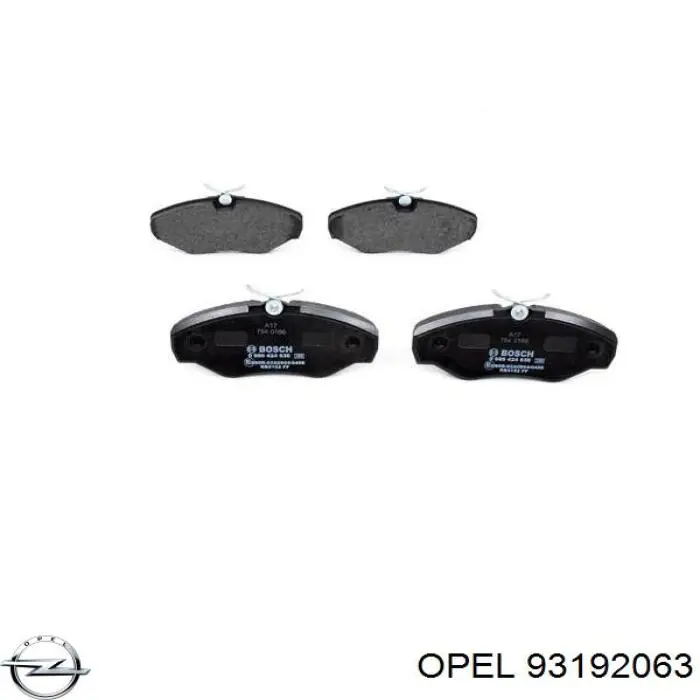 93192063 Opel колодки гальмівні передні, дискові