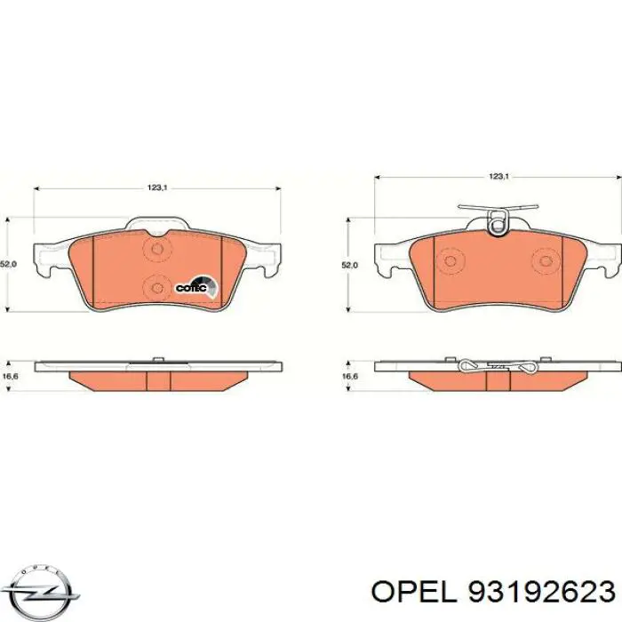 Задні гальмівні колодки Opel 93192623 ціна, від 19.59 USD