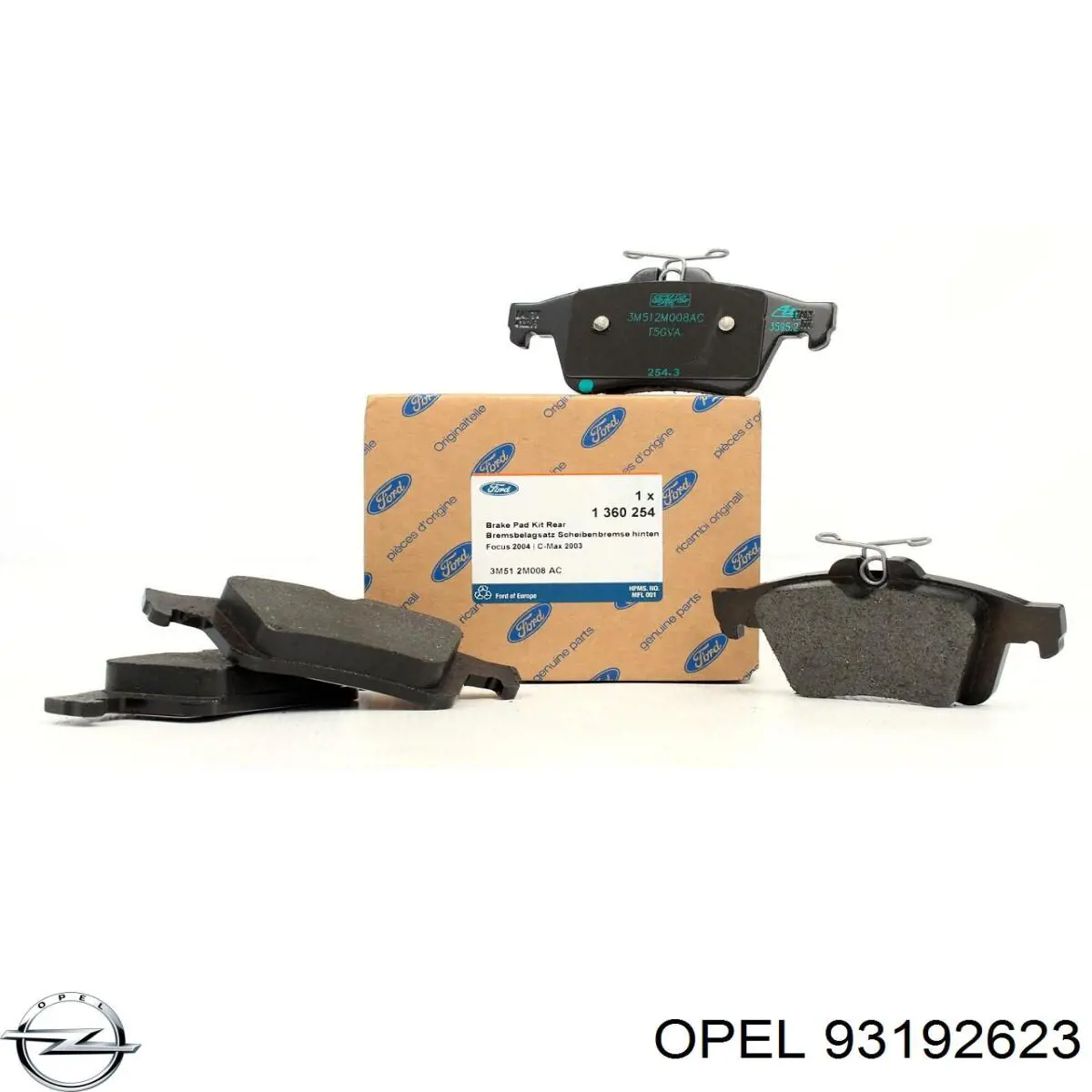 Задні гальмівні колодки 93192623 Opel