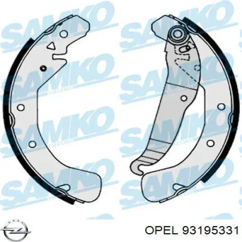 Колодки гальмові задні, барабанні 93195331 Opel