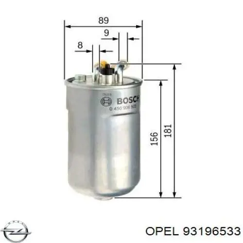 Купити 93196533 Opel Фільтр-відстійник палива грубої очистки
