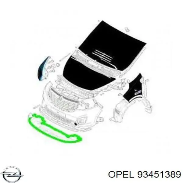 Фартух, дефлектор переднього бампера Opel 93451389 ціна, від 86.36 USD