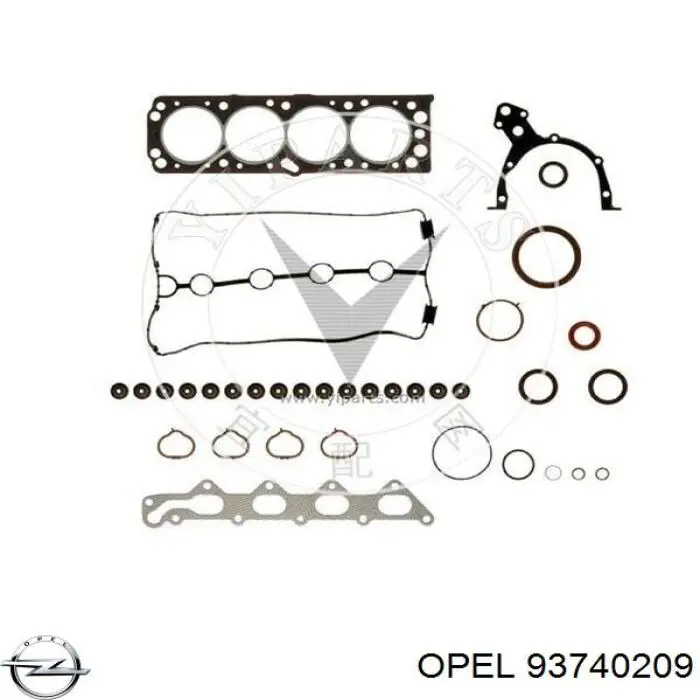 Комплект прокладок двигуна, повний 93740209 Opel