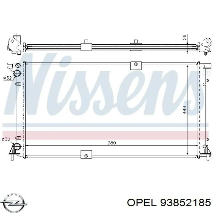 Радіатор охолодження двигуна 93852185 Opel