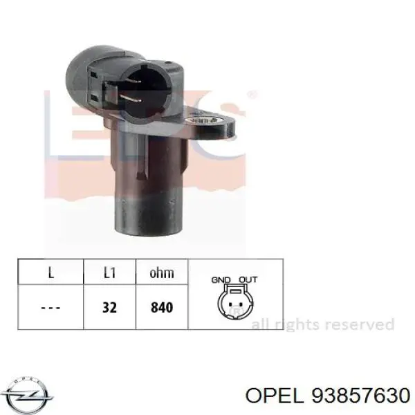 93857630 Opel датчик положення (оборотів коленвалу)