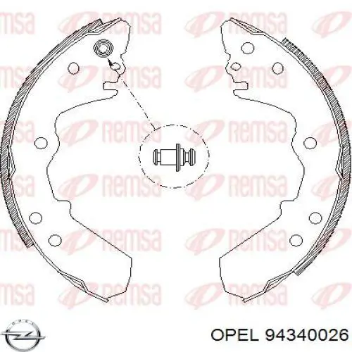 Колодки гальмові задні, барабанні 94340026 Opel