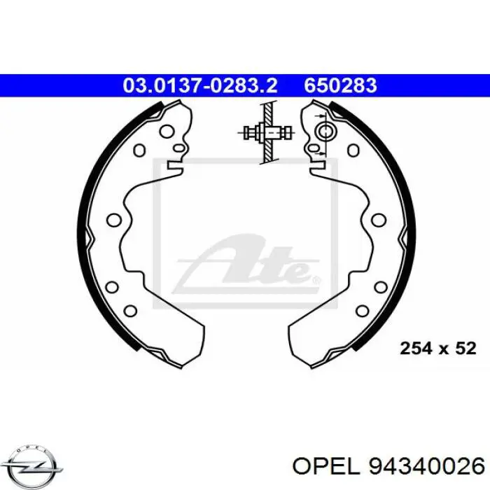 94340026 Opel Колодки гальмівні задні, барабанні