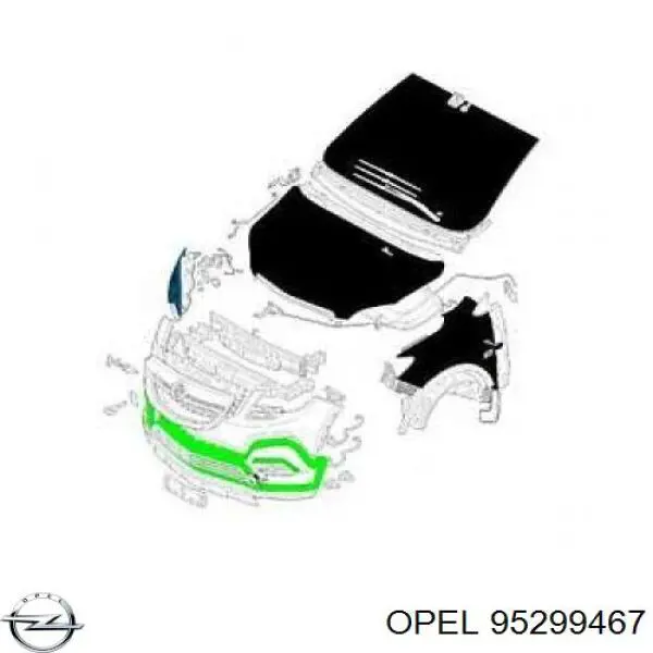 95299467 Opel бампер передній, нижня частина