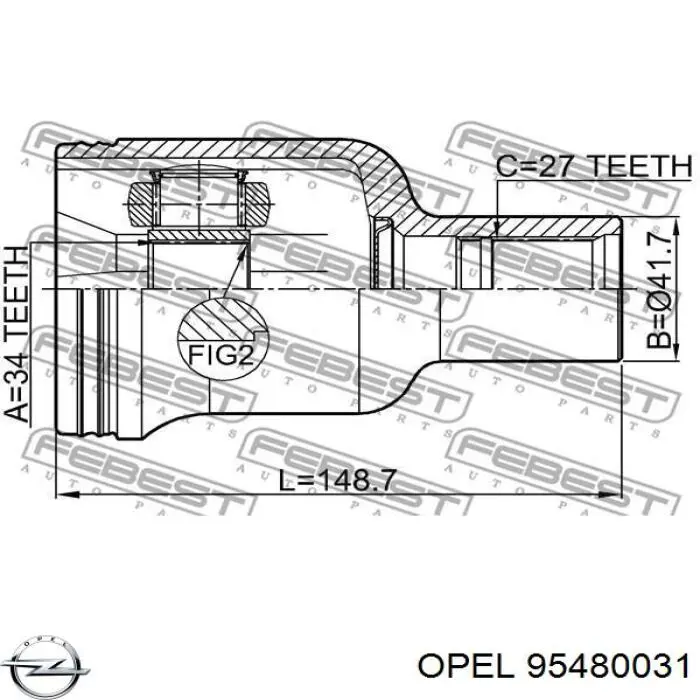 Купити 95480031 Opel Піввісь права
