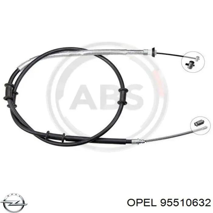 95510632 Opel Трос ручного гальма задній, правий/лівий