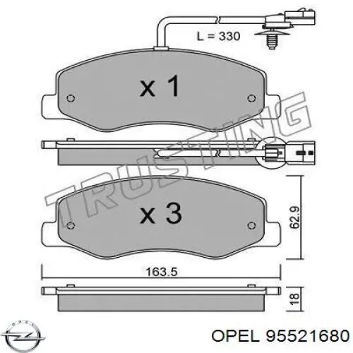 95521680 Opel колодки гальмові задні, дискові
