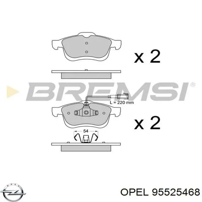 Купити 95525468 Opel Колодки гальмівні передні, дискові