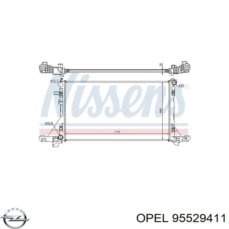 Радіатор охолодження двигуна 95529411 Opel