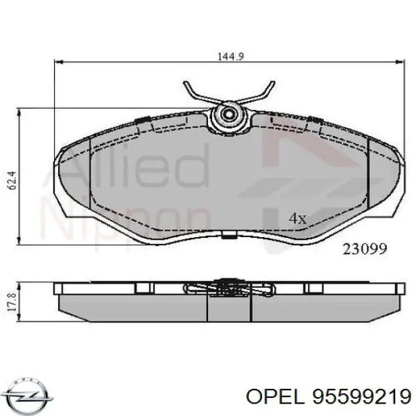 Купити 95599219 Opel Колодки гальмівні передні, дискові