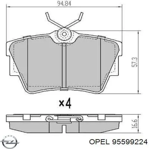 Купити 95599224 Opel Задні колодки