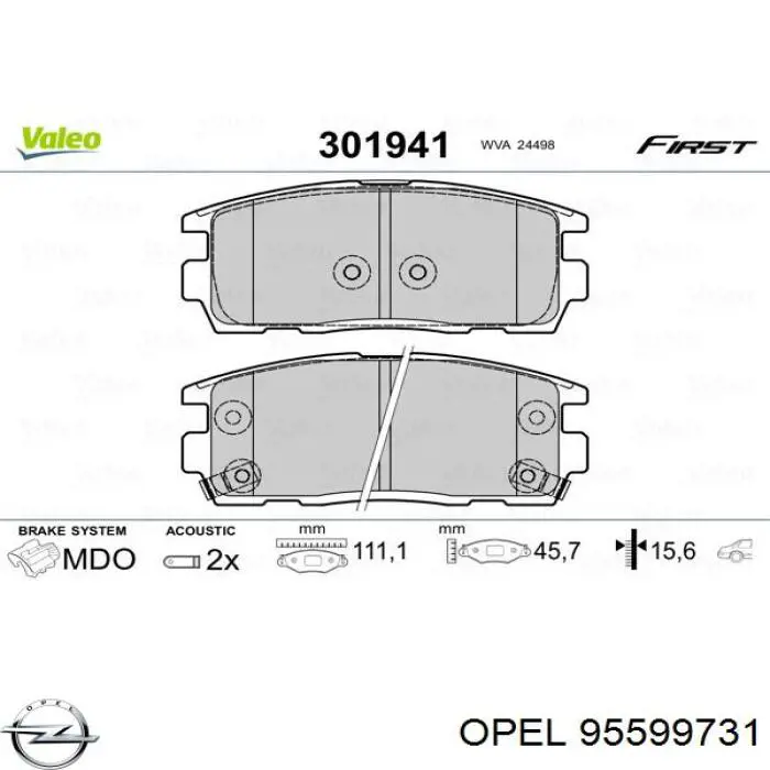 Задні гальмівні колодки Opel 95599731 ціна, від 18.30 USD