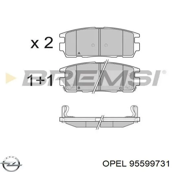 Купити 95599731 Opel Задні колодки