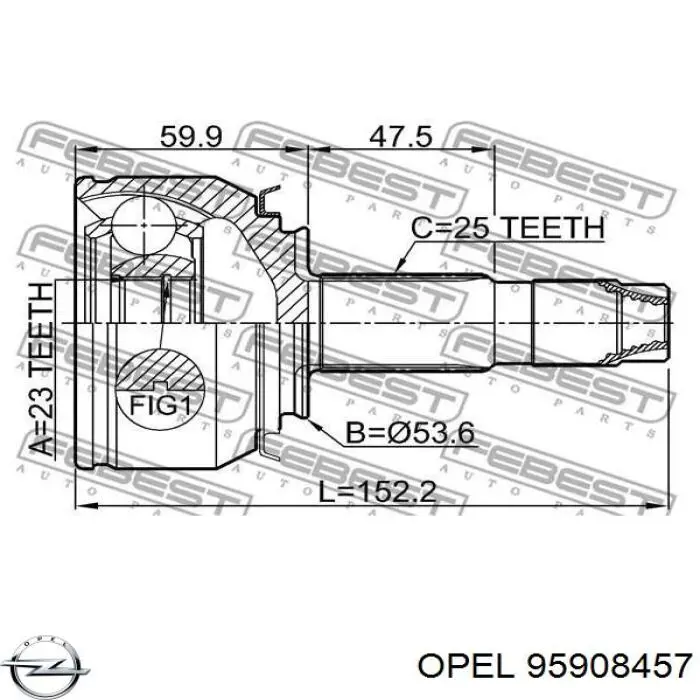 Граната колісна General Motors 95908457 ціна, від 50.90 USD