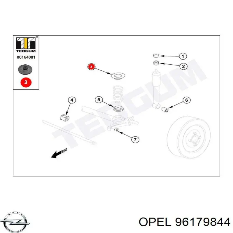 96179844 Opel Проставка (гумове кільце) пружини задньої, верхня