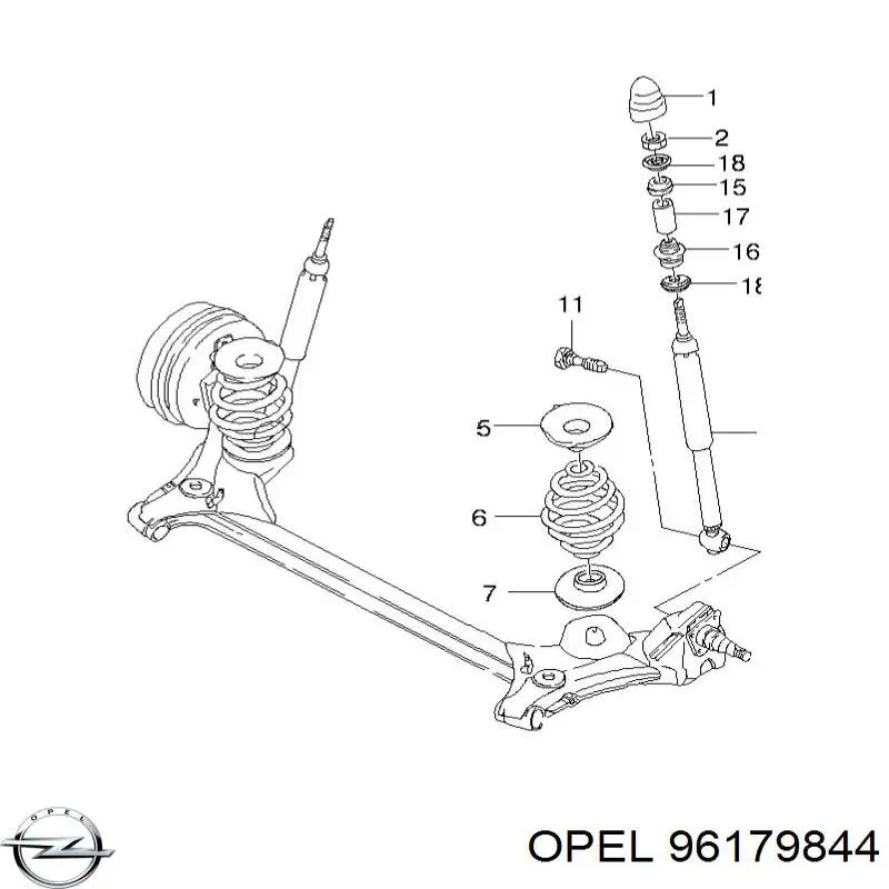 Проставка (гумове кільце) пружини задньої, верхня 96179844 Opel