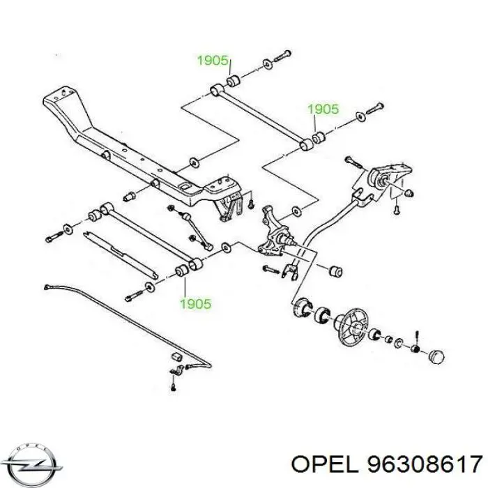 Сайлентблок цапфи задньої 96308617 Opel