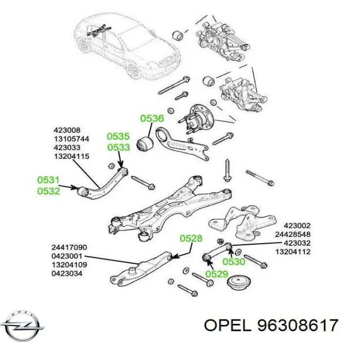 Сайлентблок цапфи задньої Opel 96308617 ціна, від 3.97 USD
