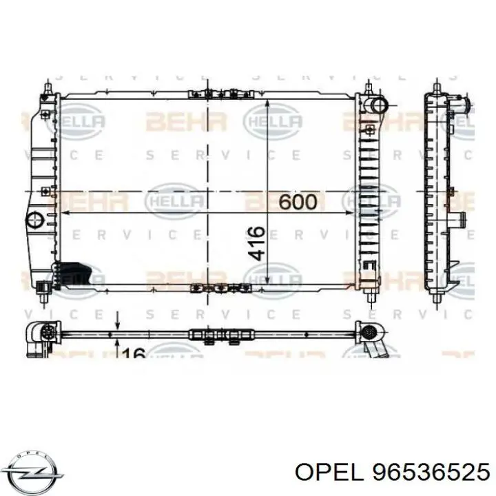 96536525 Opel Радіатор охолодження двигуна