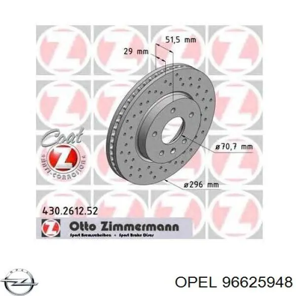 96625948 Opel диск гальмівний передній