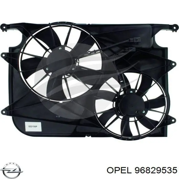 Купити 96829535 Opel Дифузор радіатора охолодження, в зборі з двигуном і крильчаткою