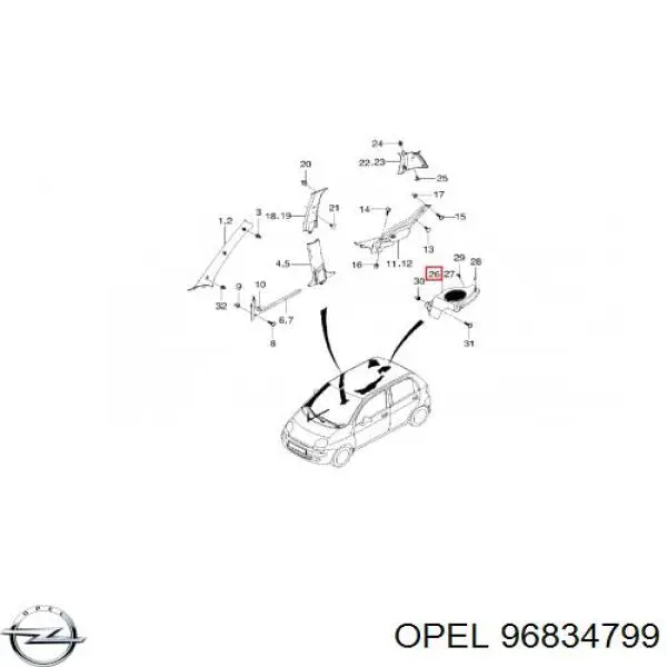 Купити 96834799 Opel Обшивка ляди