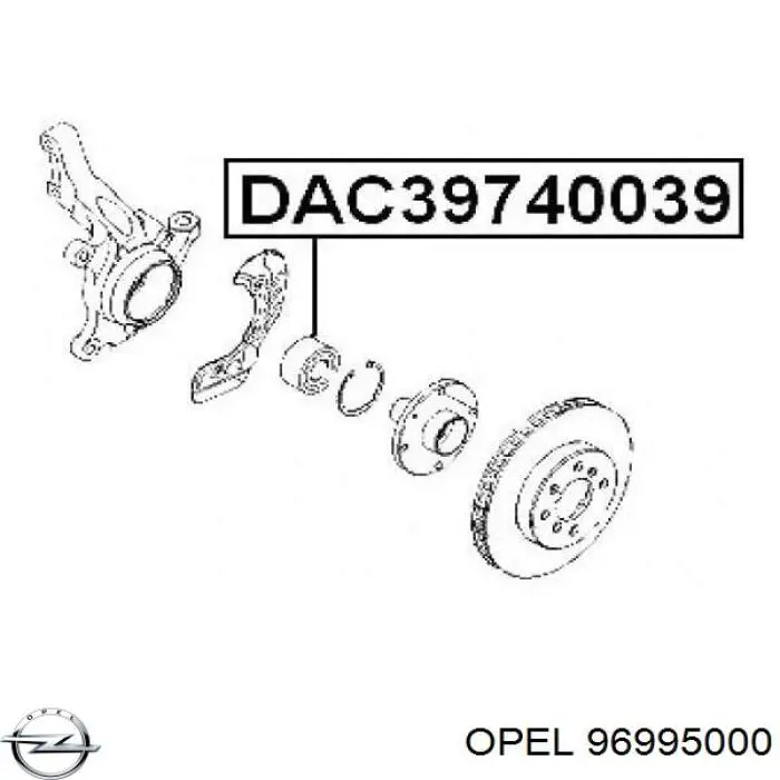 Підшипник маточини передньої 96995000 Opel