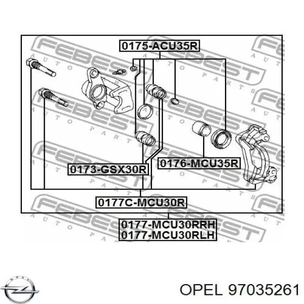Поршень супорта гальмівного, заднього Opel 0542626