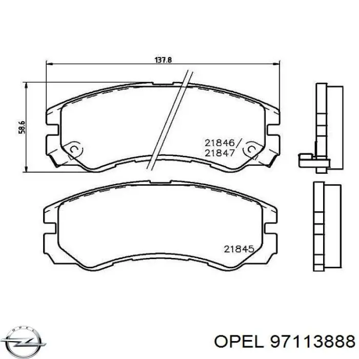 Гальмівні колодки Opel 97113888 ціна, від 21.23 USD