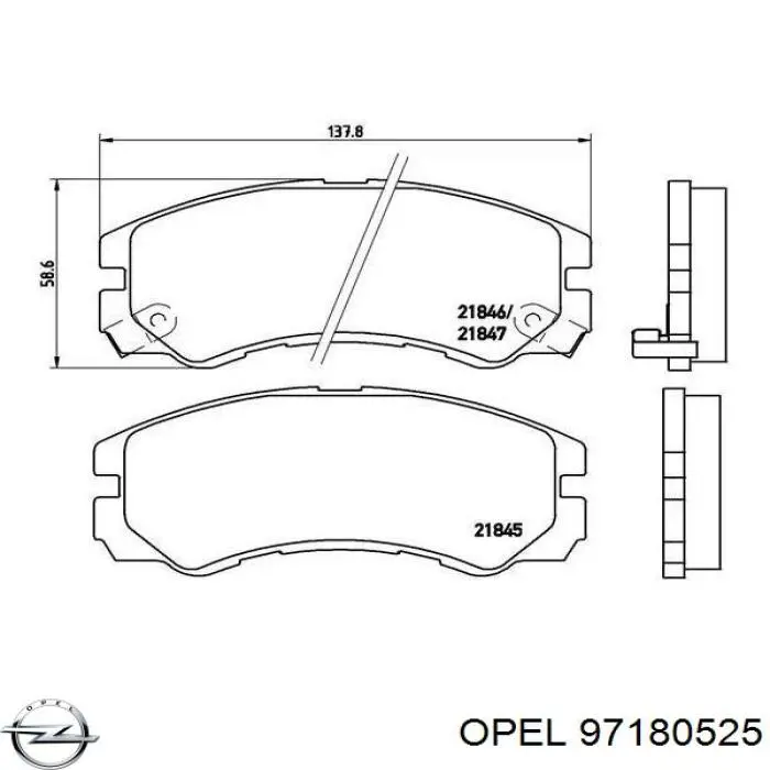 Гальмівні колодки Opel 97180525 ціна, від 18.62 USD