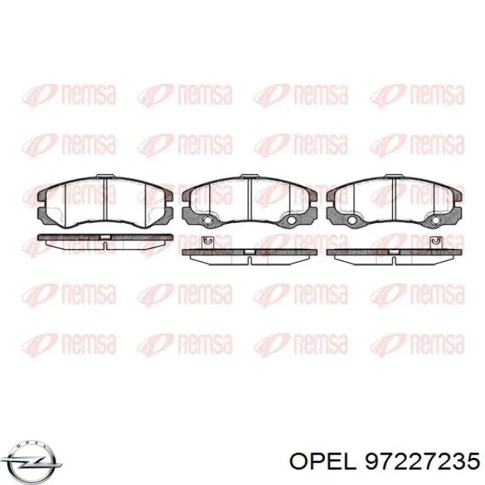 Передні тормозні колодки 97227235 Opel