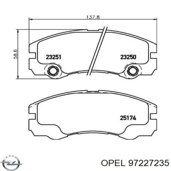 97227235 Opel колодки гальмівні передні, дискові