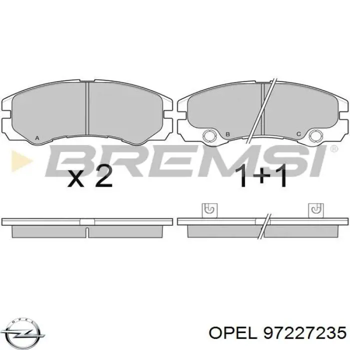 Купити 97227235 Opel Колодки гальмівні передні, дискові