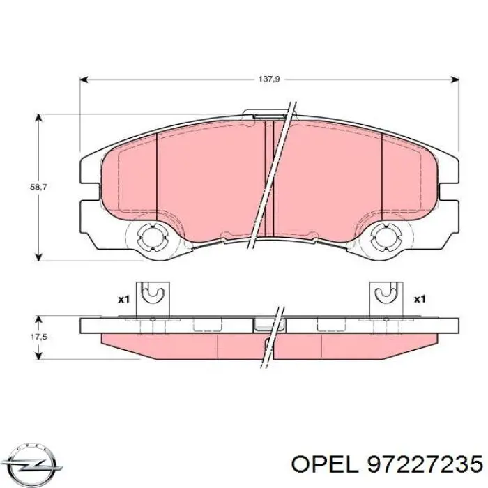 Купити 97227235 Opel Колодки гальмівні передні, дискові