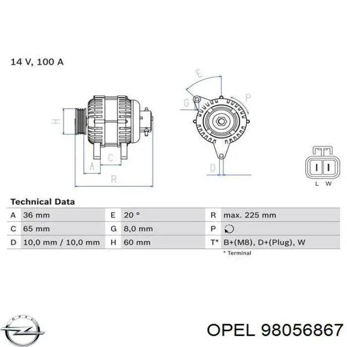 98056867 Opel Авто генератор