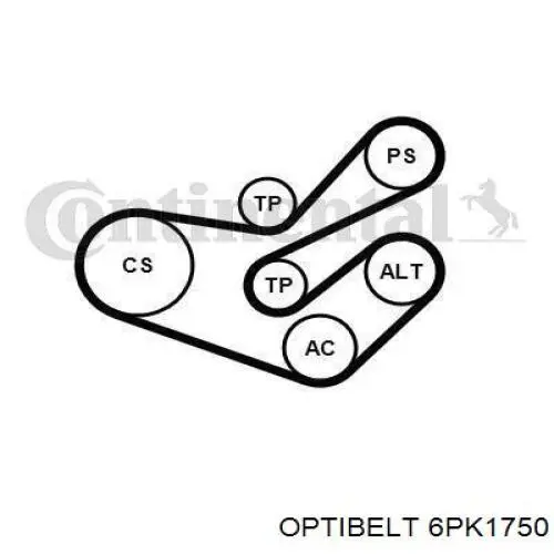 Ремінь генератора 6PK1750 Optibelt